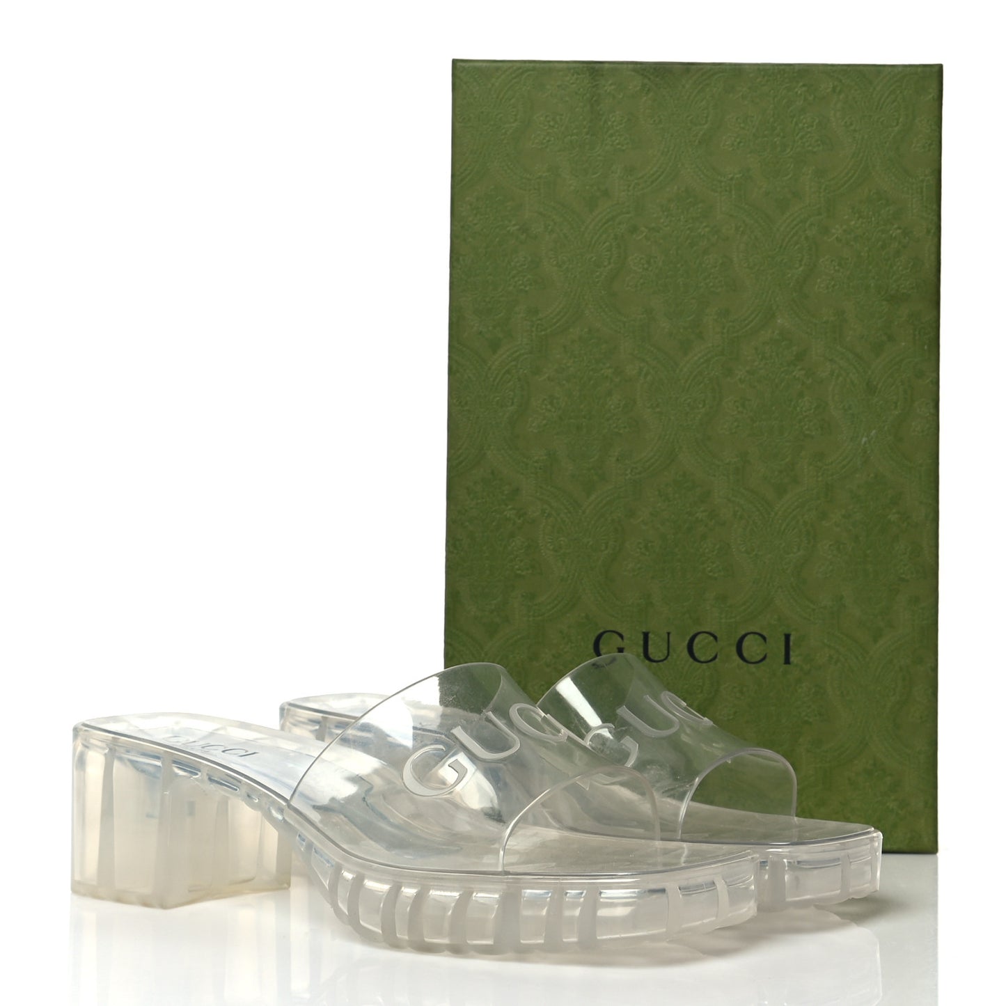 Rubber Gucci Logo Womens Platform 20/60mm Slide Sandals 39.5 Transparent