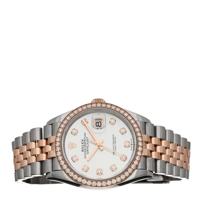 Rolex Stainless Steel 18K Everose Gold Diamond Bezel Mother of Pearl 36mm Oyster Perpetual Datejust Watch 126281RBR 2 of 4