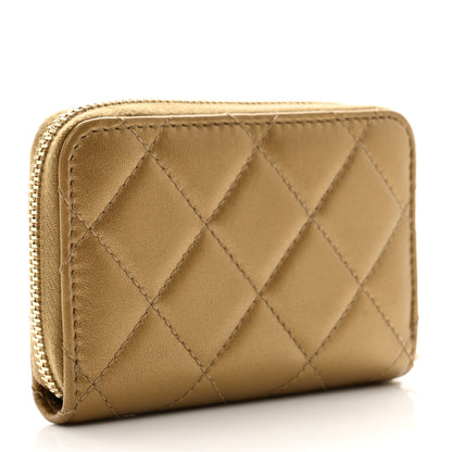 Chanel Metallic Lambskin Egyptian Amulet Zip Coin Purse Gold 3 of 9