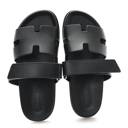 Hermes Calfskin Womens Chypre Sandals 41 Black 2 of 9