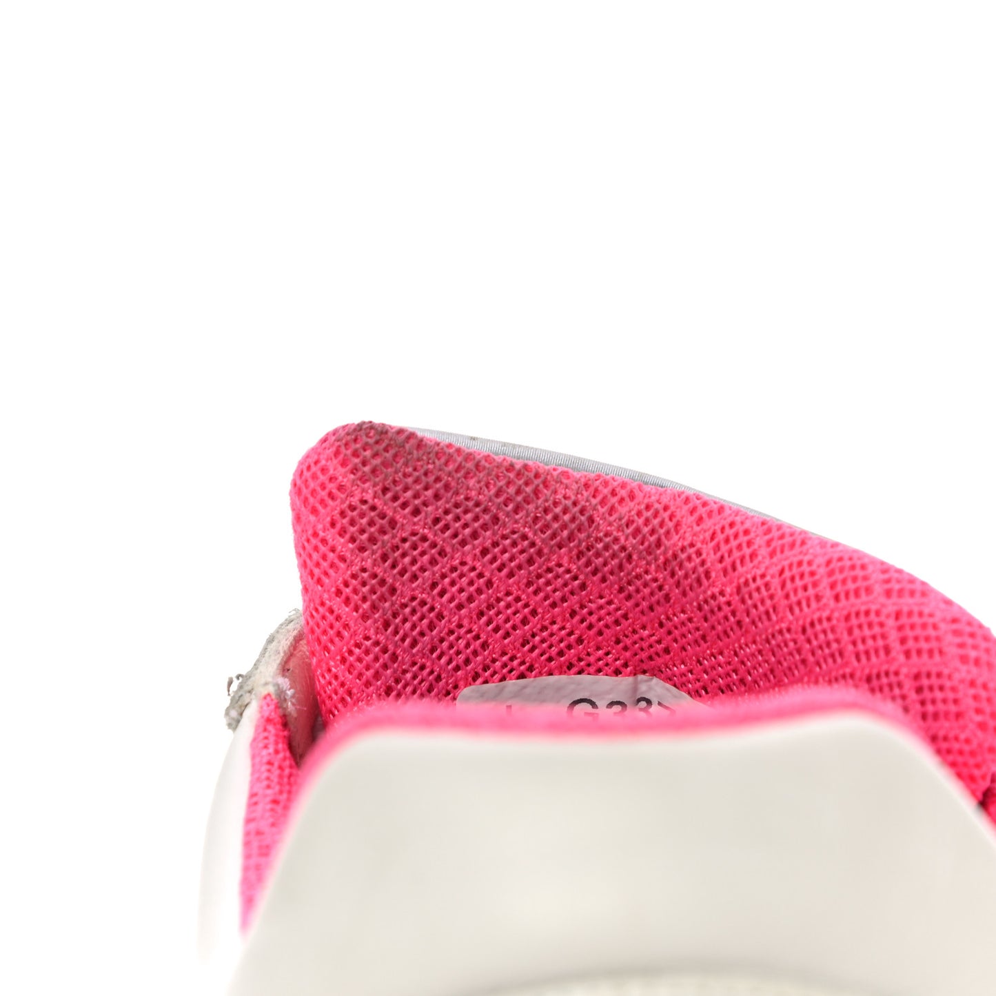 Calfskin Fabric Sneakers 37.5 White Silver Fluo Pink