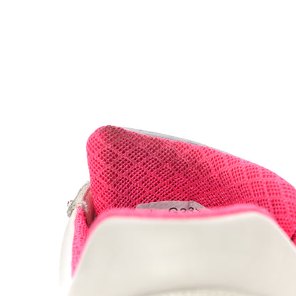 Chanel Calfskin Fabric Sneakers 37.5 White Silver Fluo Pink 12 of 18