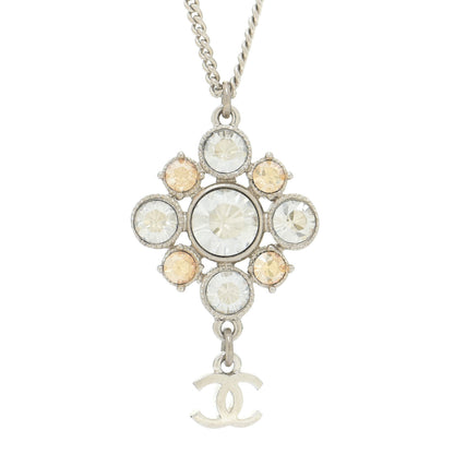 Chanel Crystal CC Drop Pendant Necklace Silver 4 of 6