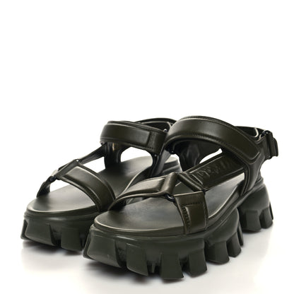 Prada Nappa Logo Embossed Thunder Sole 50mm Sport Sandals 38.5 Militare 3 of 8