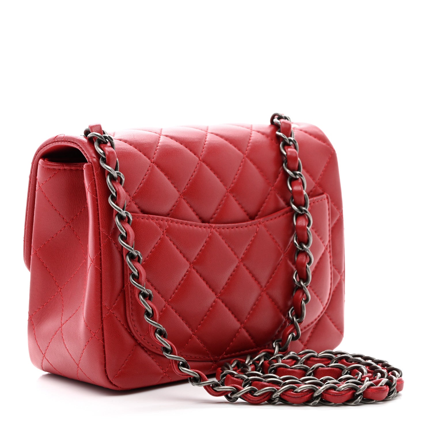 Chanel Lambskin Quilted Mini Square Flap Dark Red 3 of 10