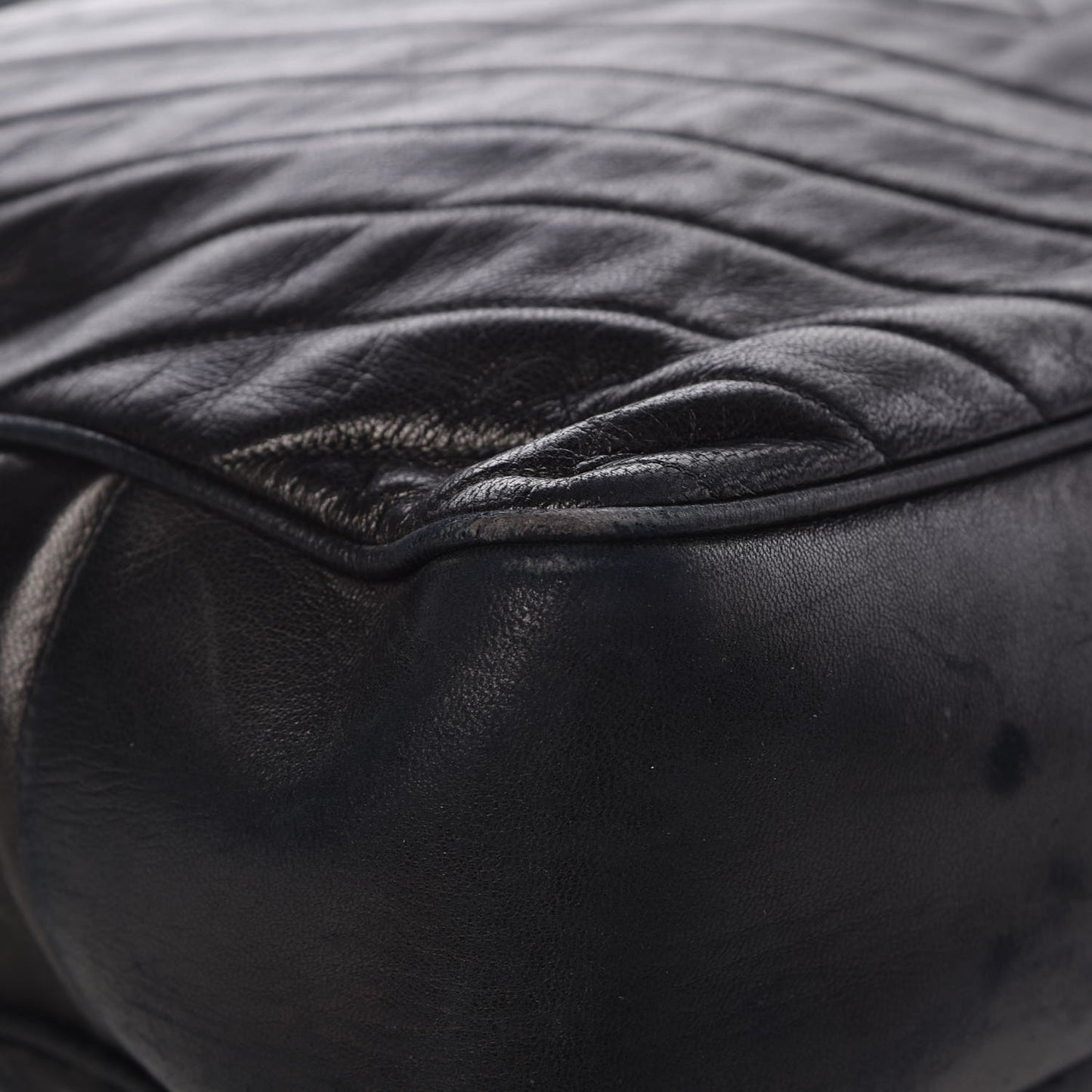 Lambskin Chevron Quilted Tote Black
