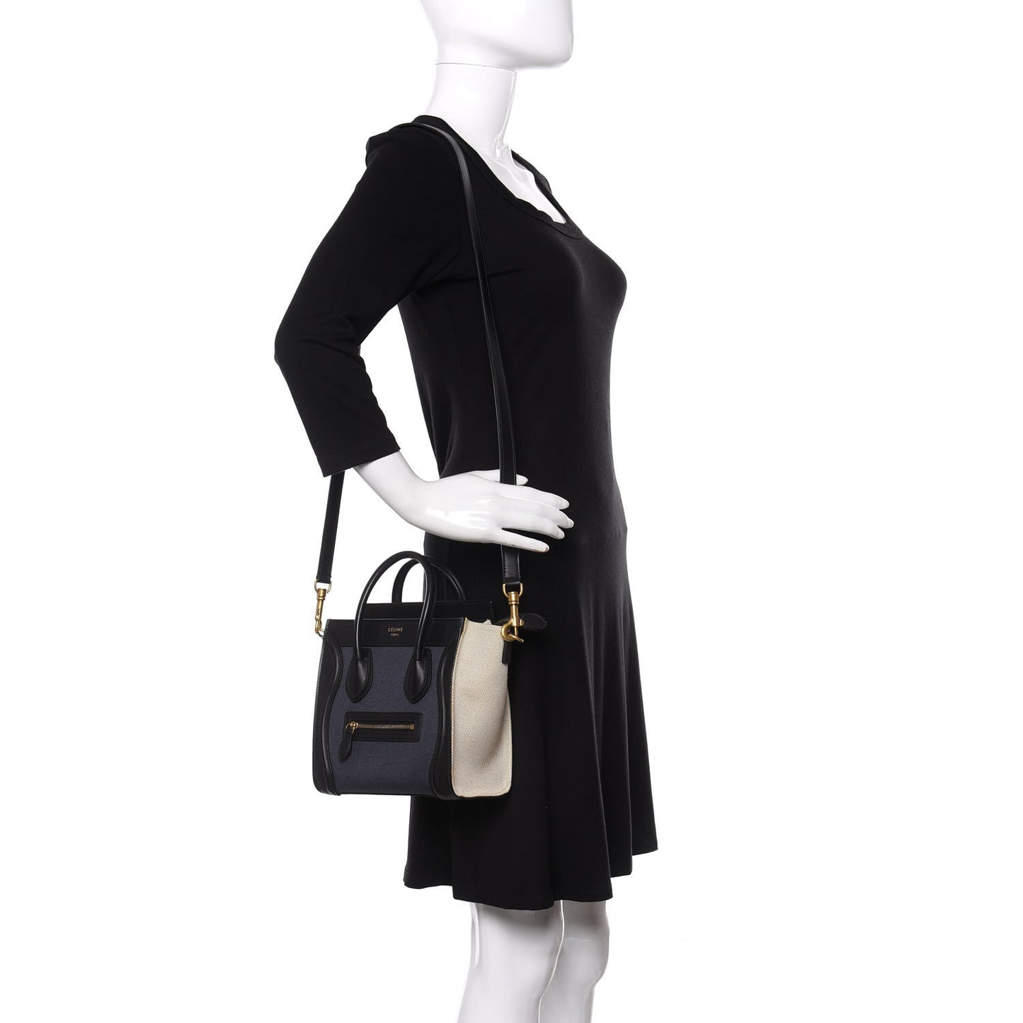 Canvas Smooth Calfskin Nano Tri-Color Luggage Navy Blue
