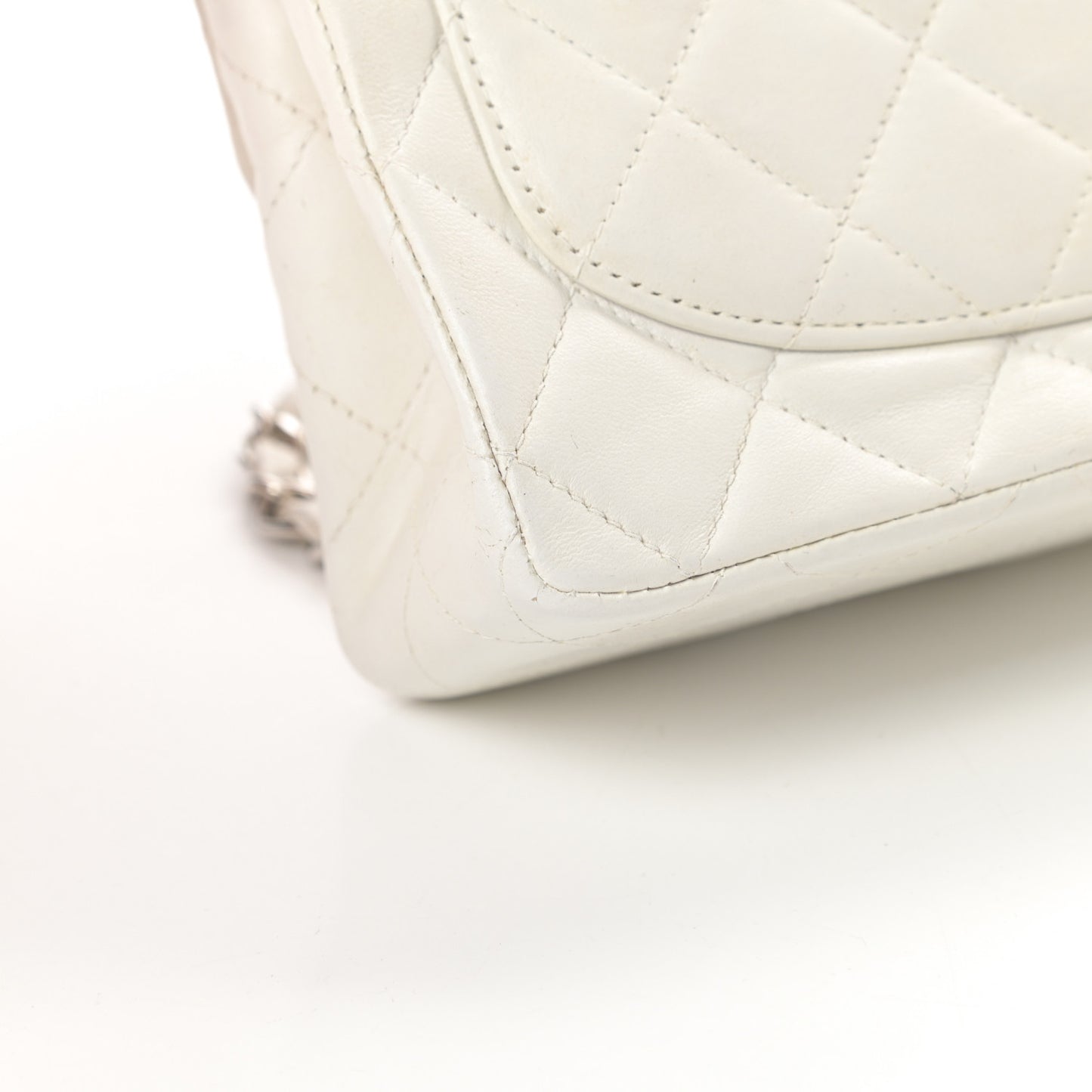 Lambskin Quilted Mini Square Flap White