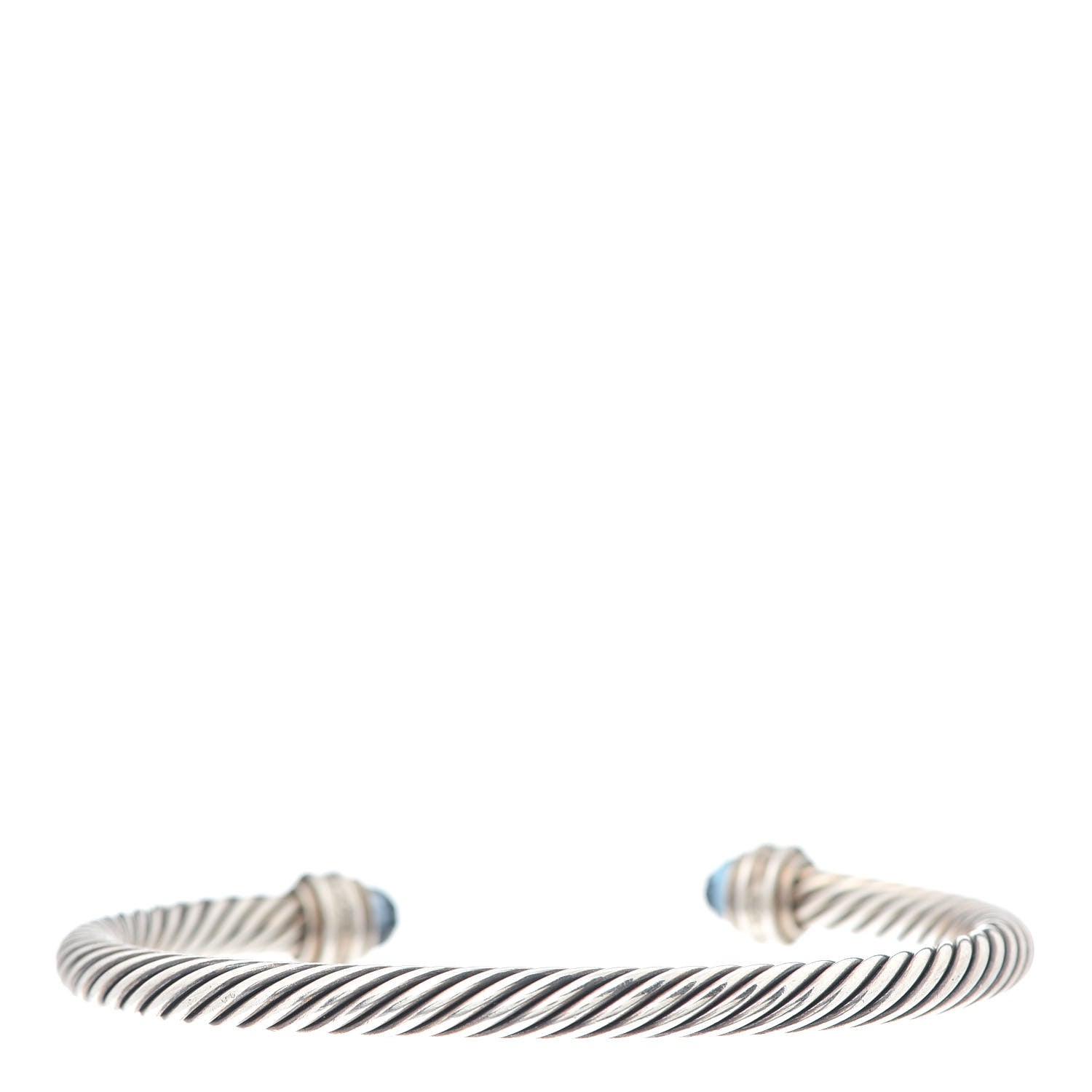 David Yurman Sterling Silver Diamond Hampton Blue Topaz 5mm Cable Classics Bracelet 3 of 6