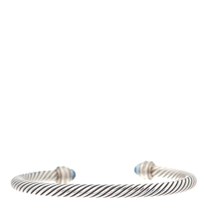 David Yurman Sterling Silver Diamond Hampton Blue Topaz 5mm Cable Classics Bracelet 3 of 6