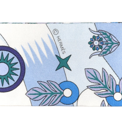 Hermes Silk La Source de Pegase Twilly Ciel Bleu Royal White 3 of 4