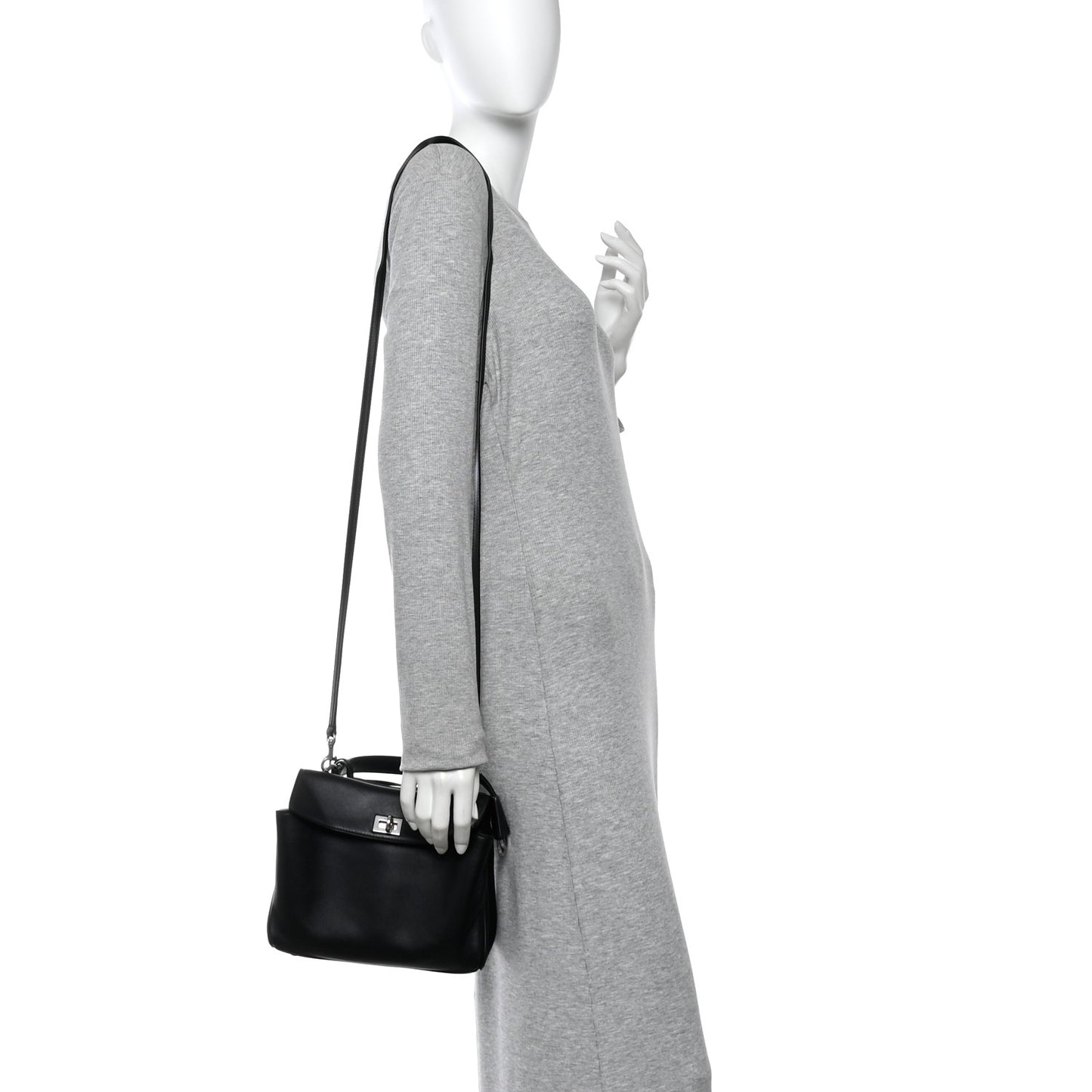 Natural Smooth Calfskin Mini Rodeo Top Handle Handbag Black