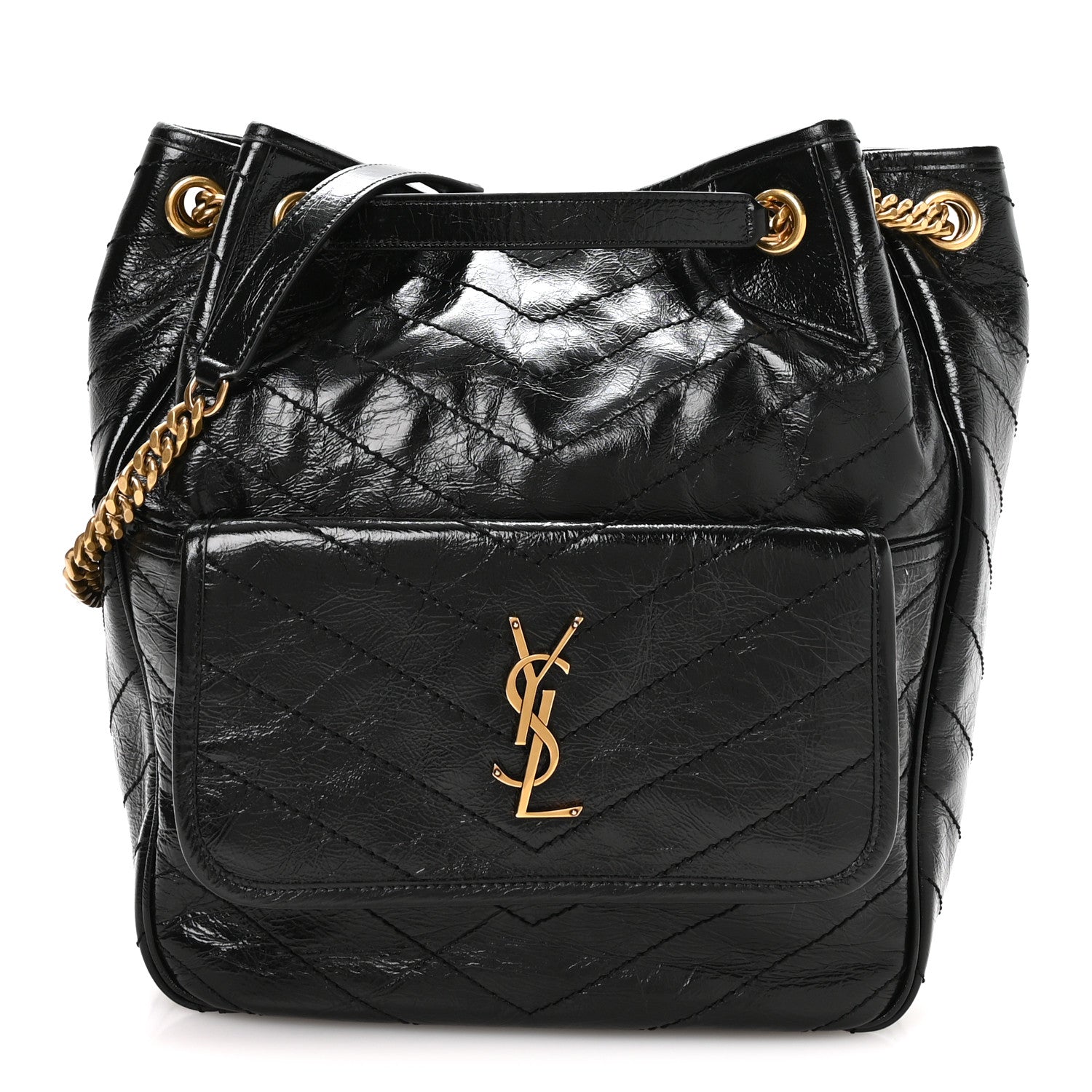 Saint Laurent Crinkled Calfskin Matelasse Monogram Niki Multipocket Shopping Tote Black 1 of 10