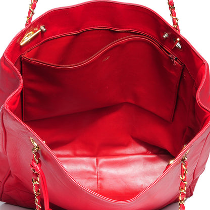 Chanel Lambskin Shoulder Bag Red 8 of 9