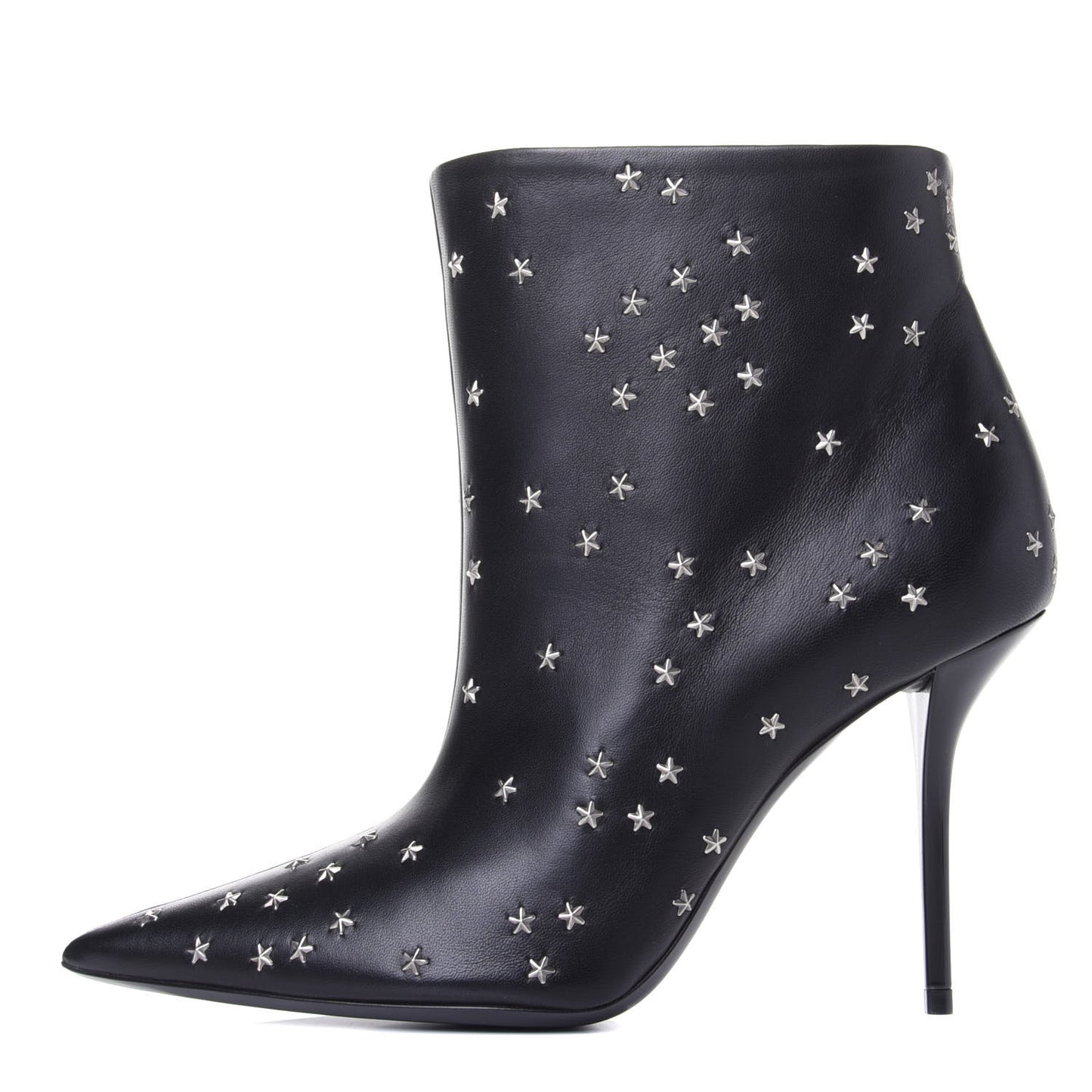Calfskin Star Studded Ankle Booties 38 Black