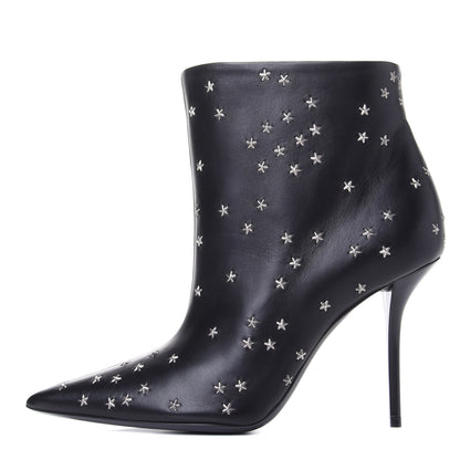 Saint Laurent Calfskin Star Studded Ankle Booties 38 Black 1 of 11