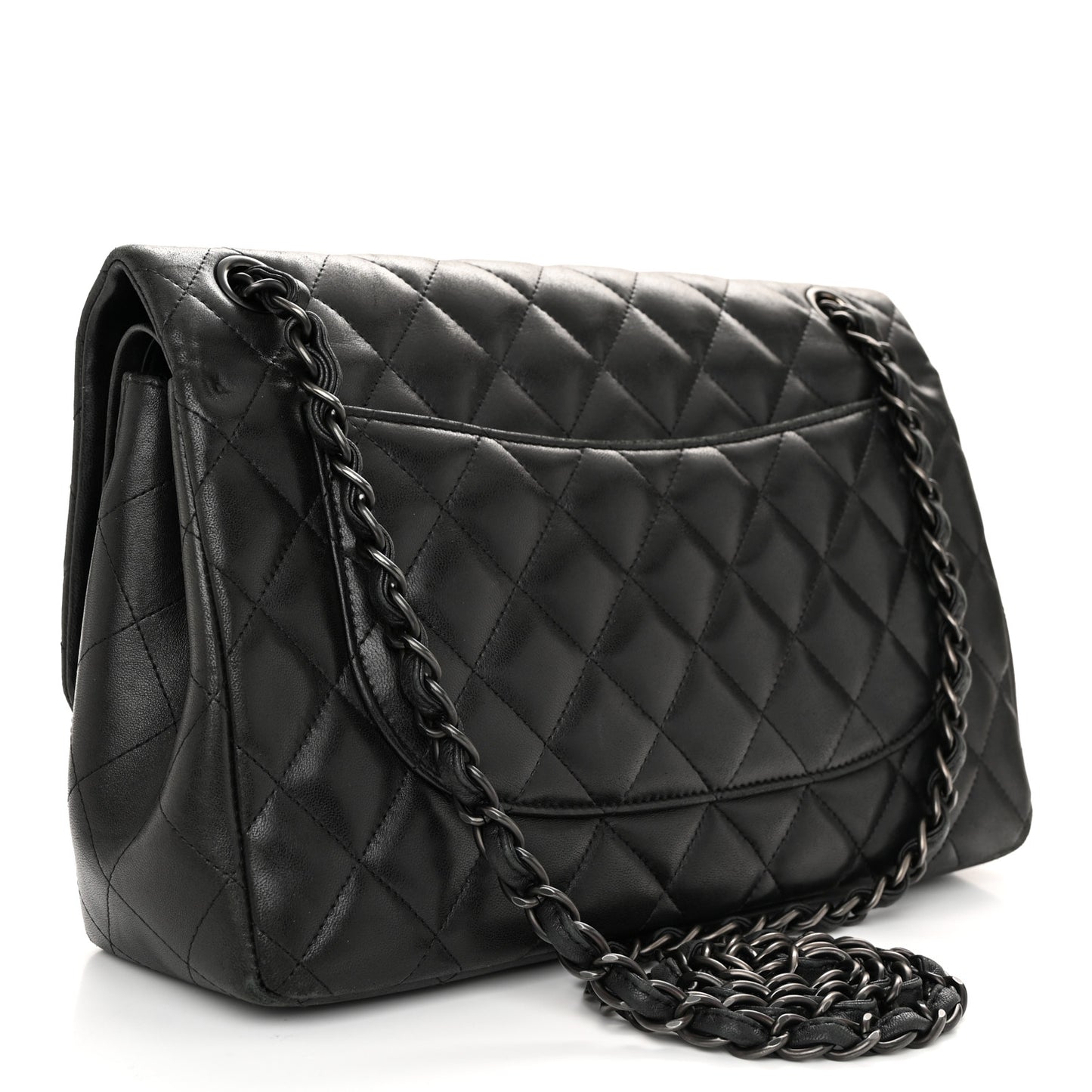 Lambskin Quilted Jumbo Double Flap So Black