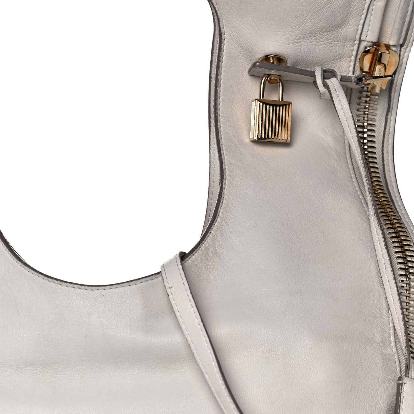 Ramskin Small Alix Padlock Zip Shoulder Bag White