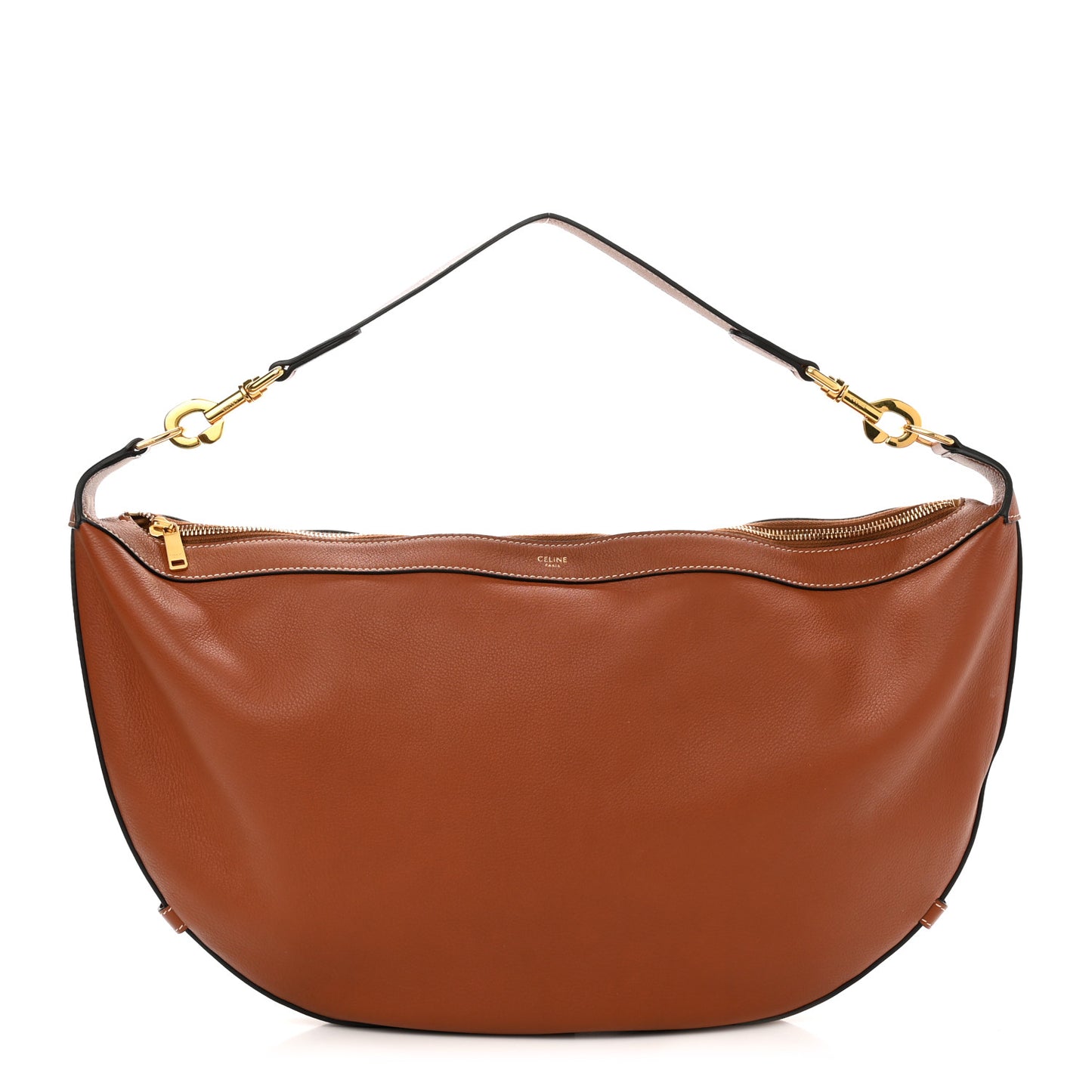 Supple Calfskin Medium Strap Leandre Shoulder Bag Brown