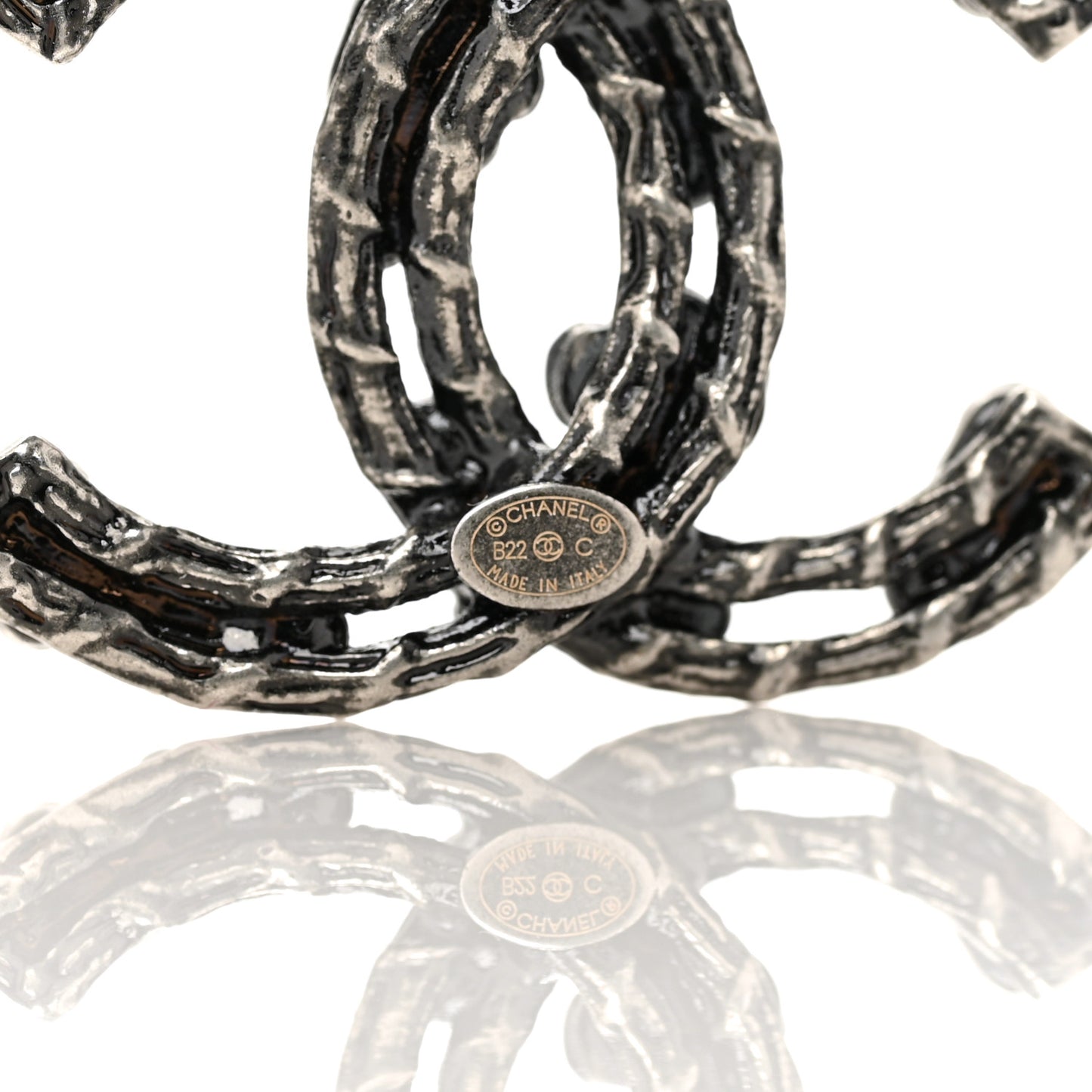 Crystal Ruthenium CC Camelia Earrings Black