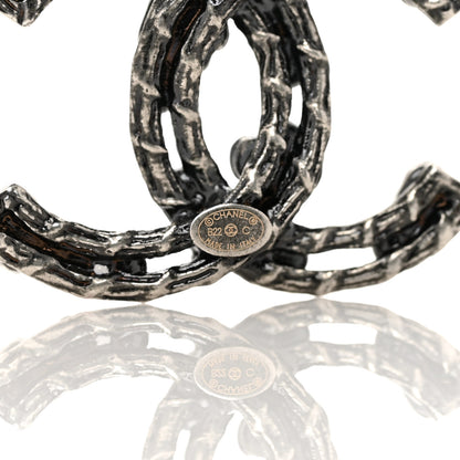 Chanel Crystal Ruthenium CC Camelia Earrings Black 4 of 5