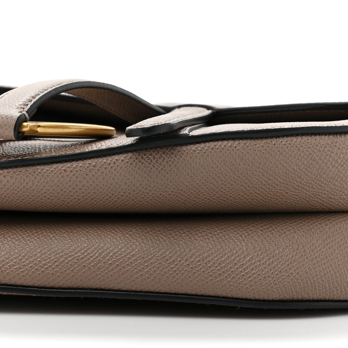 Grained Calfskin Saddle Bag With Strap Taupe