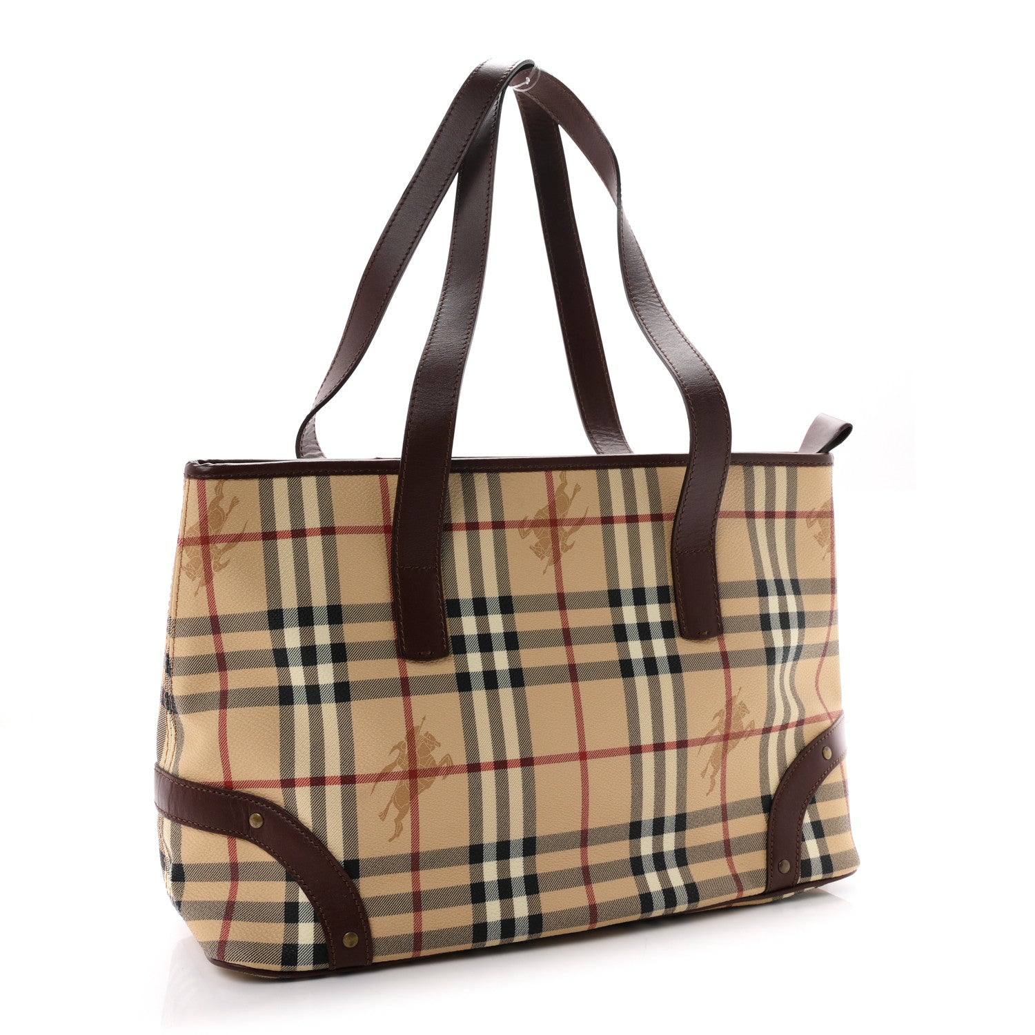 Burberry Vintage Check Studded Tote Chocolate 3 of 10