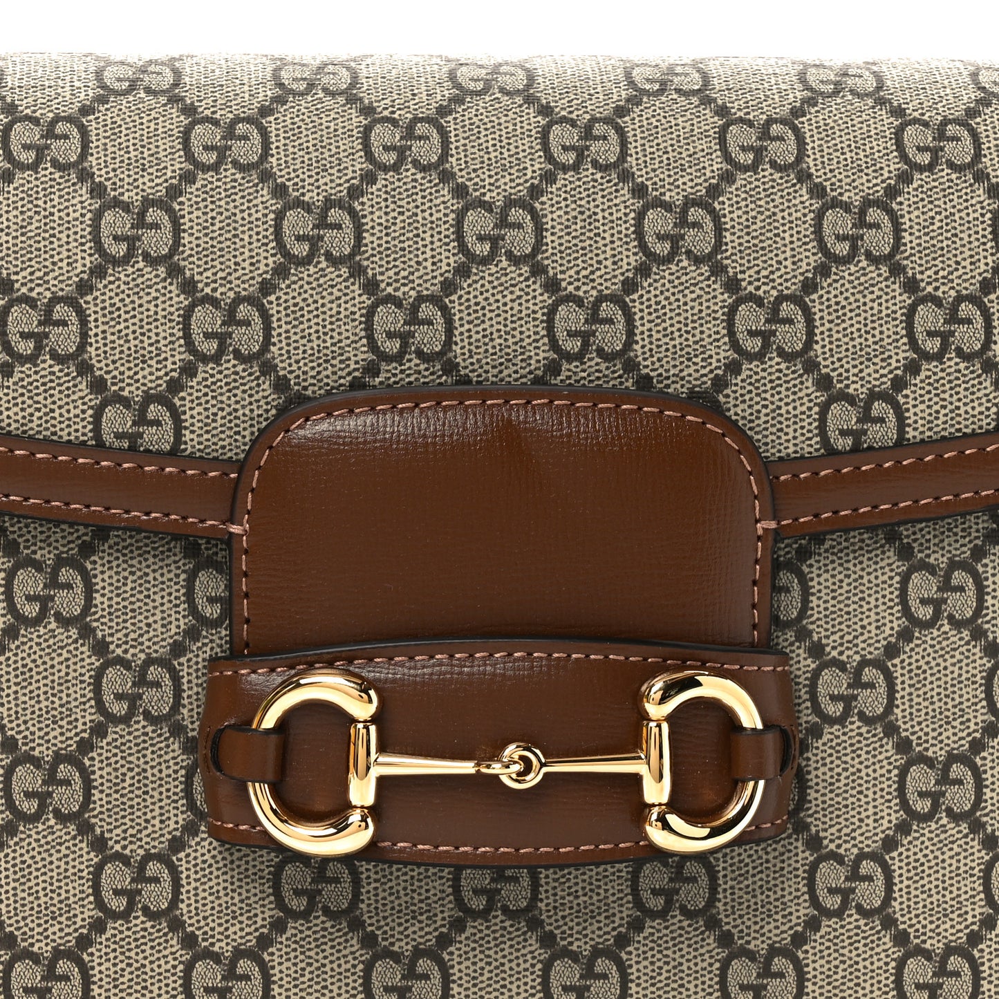 GG Supreme Monogram Horsebit 1955 Shoulder Bag Beige Brown Sugar