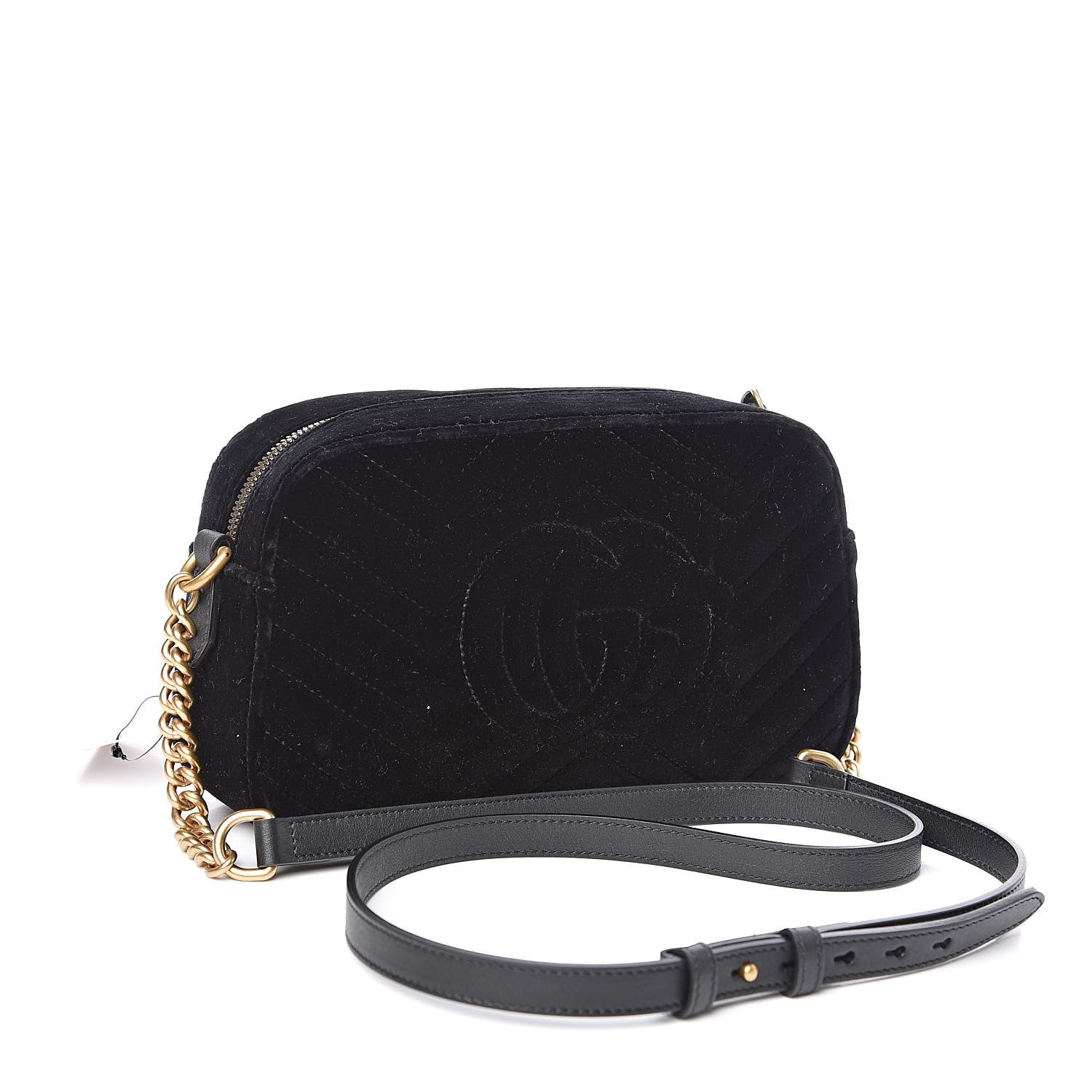 Gucci Velvet Matelasse Small GG Marmont Chain Shoulder Bag Black 3 of 10