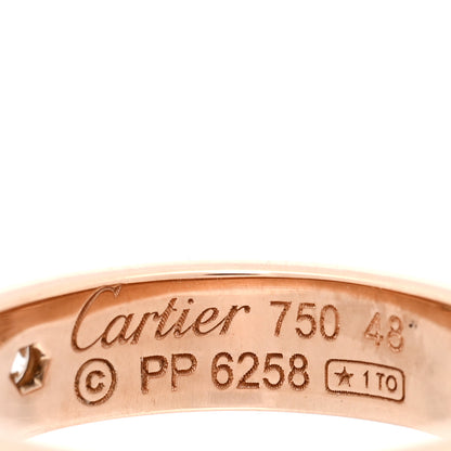 Cartier 18K Pink Gold Diamond 4mm LOVE Wedding Band Ring 48 4.5 4 of 4