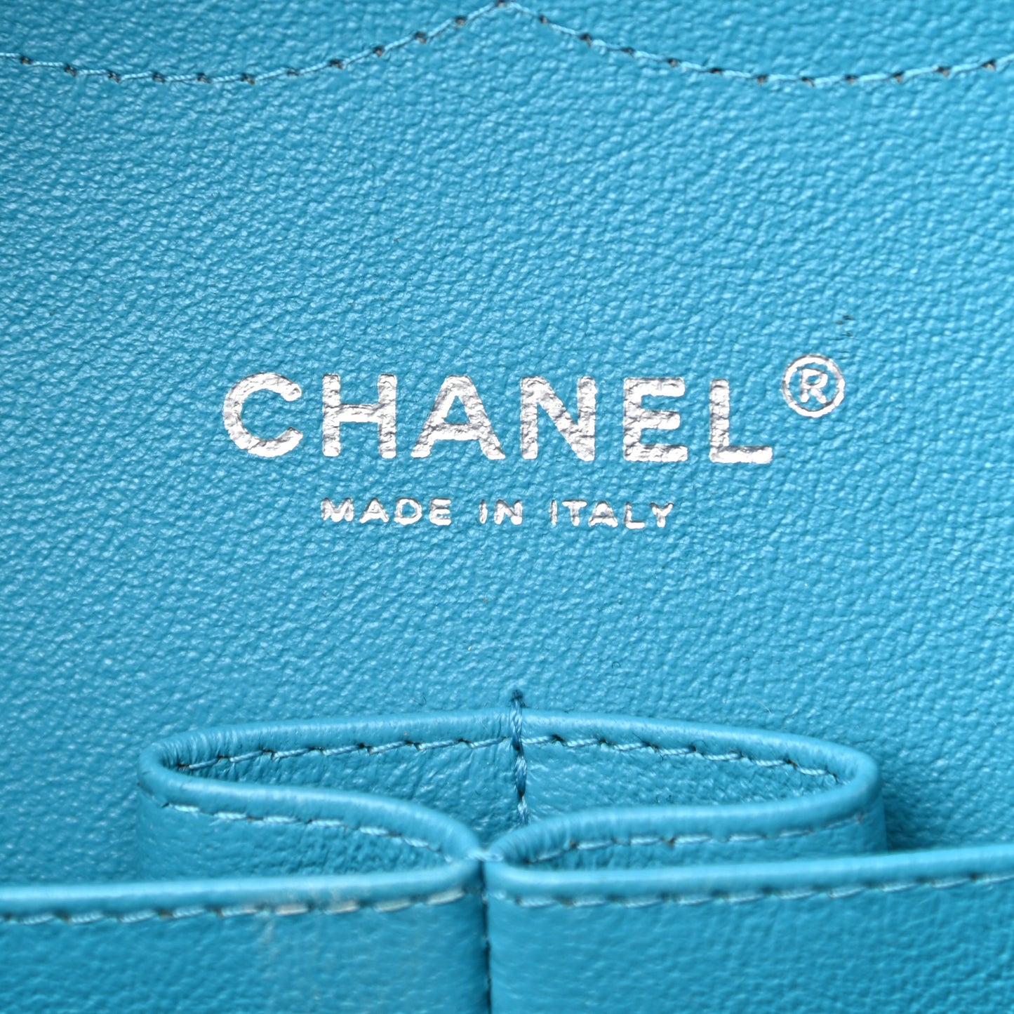 Patent Quilted Jumbo Double Flap Blue