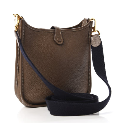 Hermes Taurillon Clemence Amazone Evelyne TPM Etoupe Bleu Indigo 3 of 9