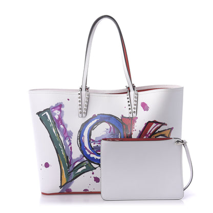 Christian Louboutin Calfskin In Love East West Cabata Tote White Multicolor 1 of 10