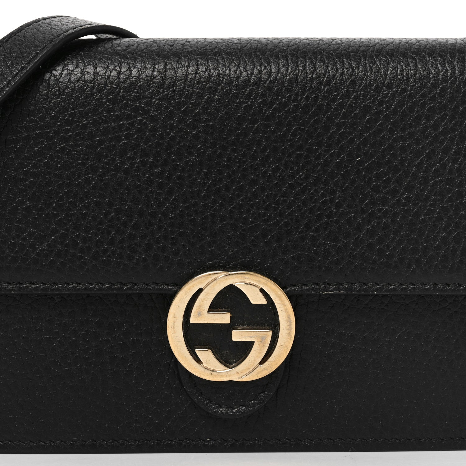 Gucci Dollar Calfskin Interlocking G Chain Wallet Black 8 of 11