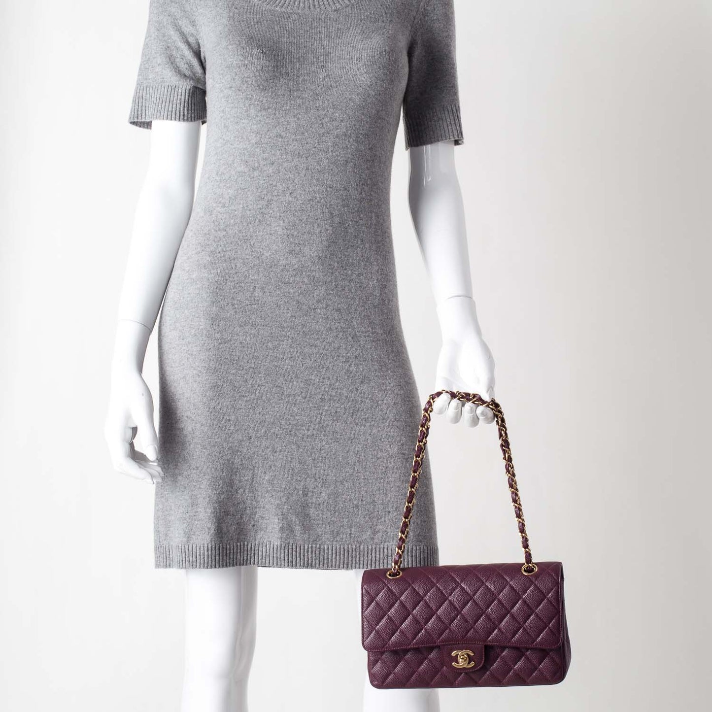 Caviar Medium Double Flap Plum