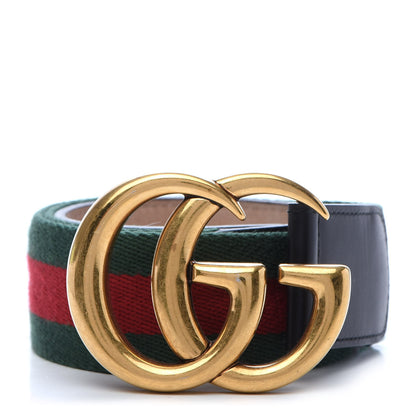 Gucci Nylon Calfskin Double G Web 40mm Belt 70 28 Green Red Black 1 of 7