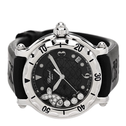 Chopard Stainless Steel Rubber Diamond 38mm Happy Sport Fish Quartz Watch Black 2 of 5