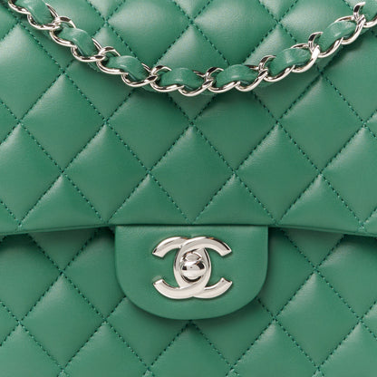 Chanel Lambskin Quilted Medium Double Flap Green 9 of 12