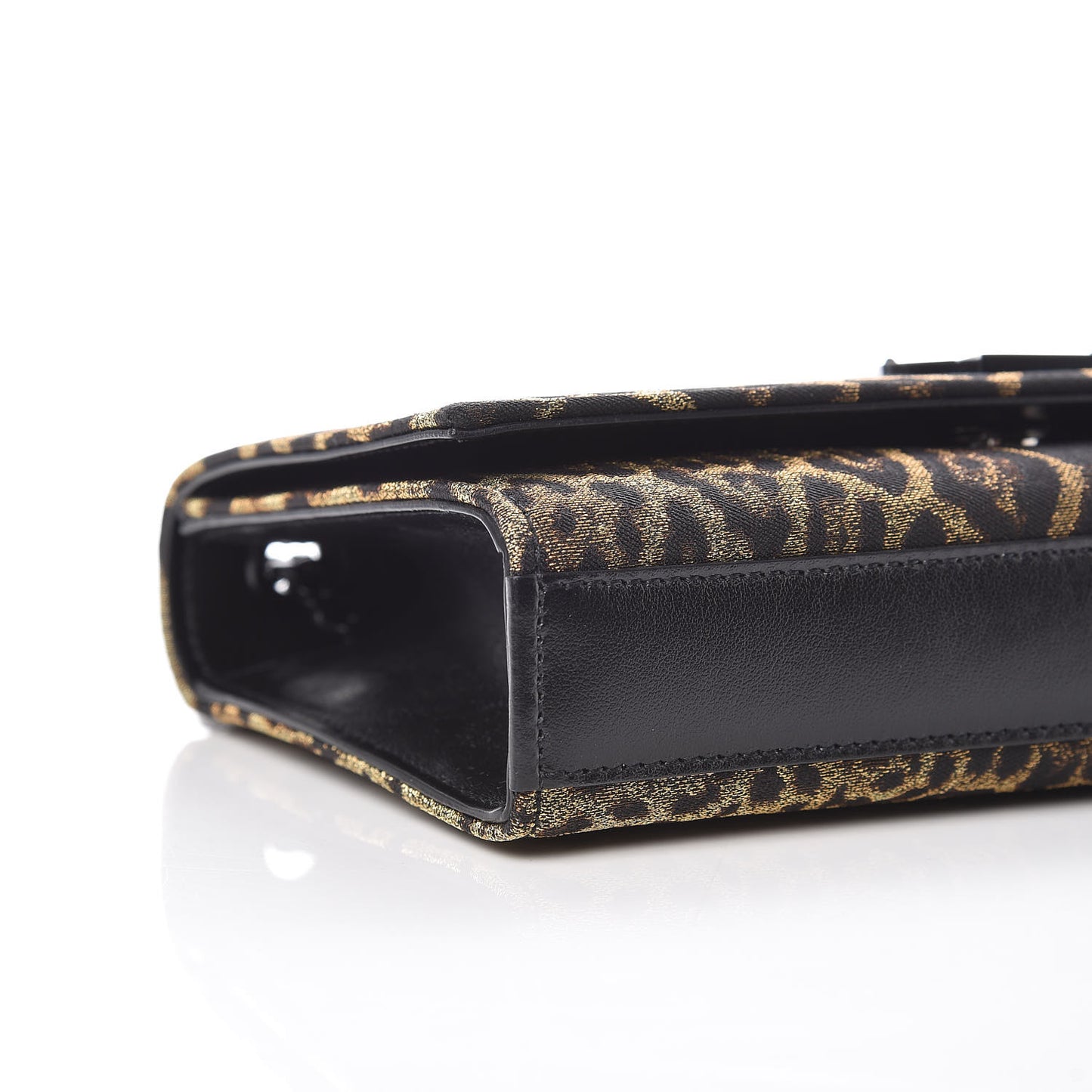 Jacquard Leopard Small Monogram Kate Satchel Oro Natural