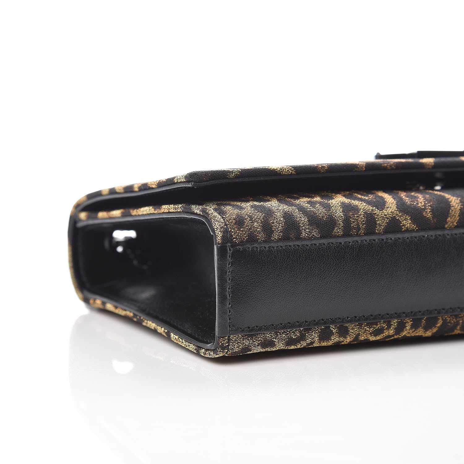 Saint Laurent Jacquard Leopard Small Monogram Kate Satchel Oro Natural 5 of 8