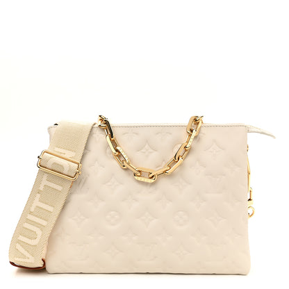 Louis Vuitton Lambskin Embossed Monogram Coussin PM Beige Cream 1 of 11