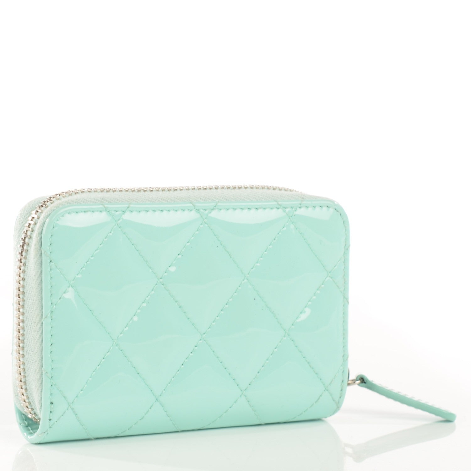 Chanel Patent Calfskin Quilted Zip Coin Purse Light Green 5 of 16