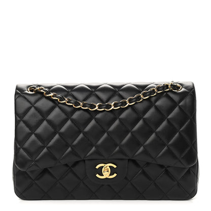 Chanel Lambskin Quilted Jumbo Double Flap Black 1 of 15