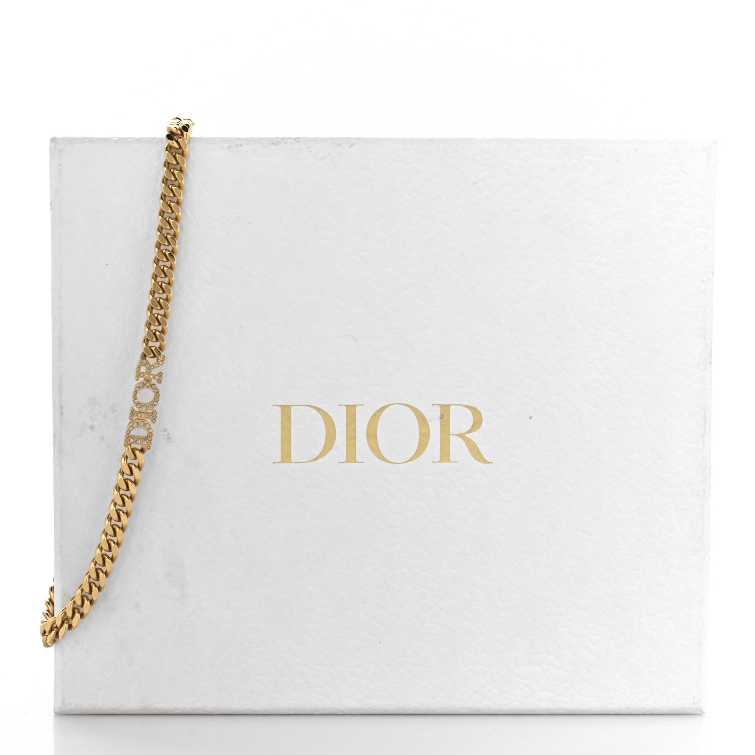 Christian Dior Metal Crystal Chain Choker Necklace Gold 6 of 6
