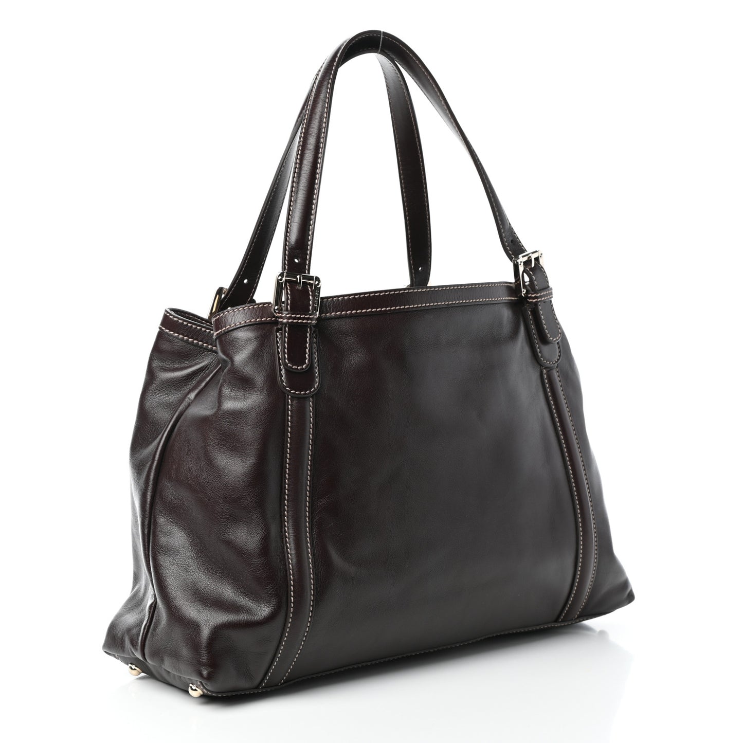 Calfskin Medium Britt Tote Dark Brown