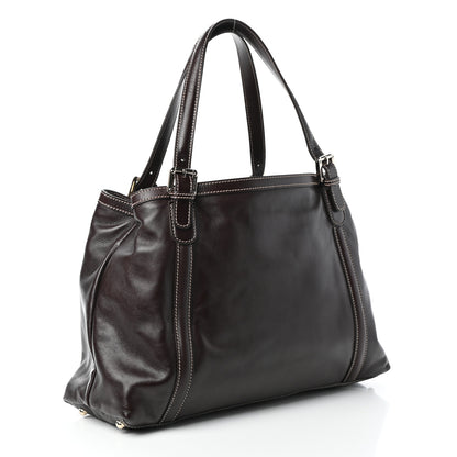 Gucci Calfskin Medium Britt Tote Dark Brown 3 of 9