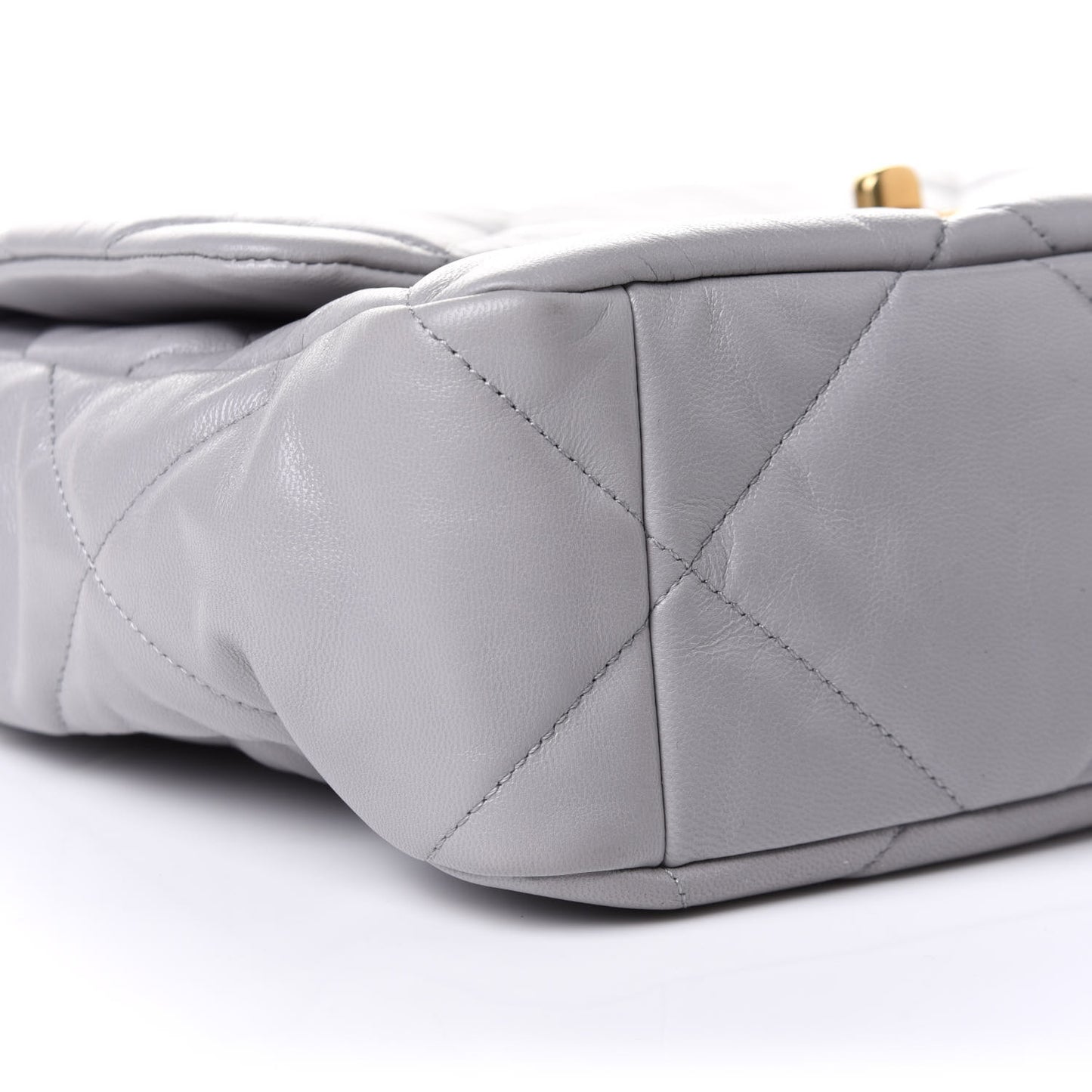 Goatskin Quilted Large Chanel 19 Flap Grey
