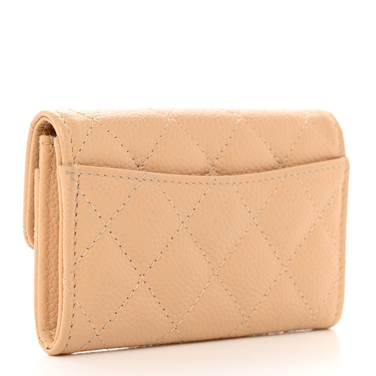 Chanel Caviar Quilted Flap Card Holder Wallet Beige 3 of 8