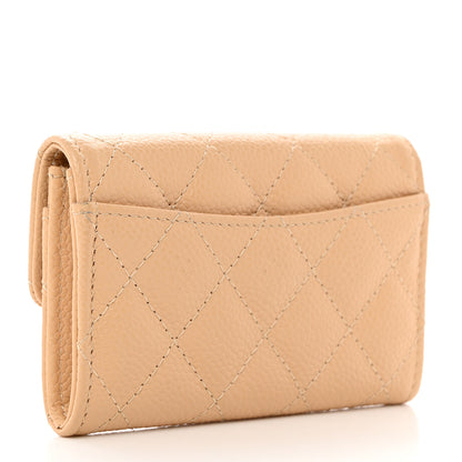 Chanel Caviar Quilted Flap Card Holder Wallet Beige 3 of 8