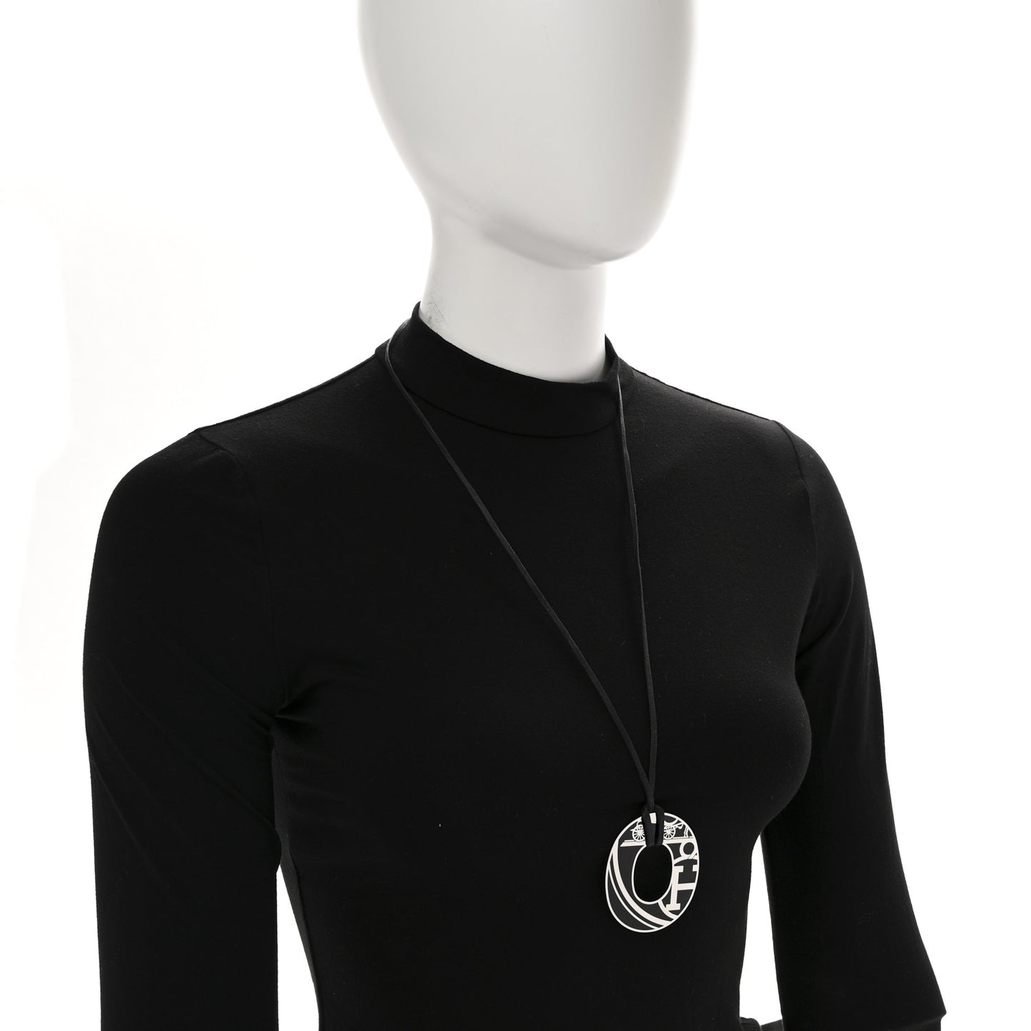 Metal Enamel Ex Libris Isthme Pendant Necklace Black
